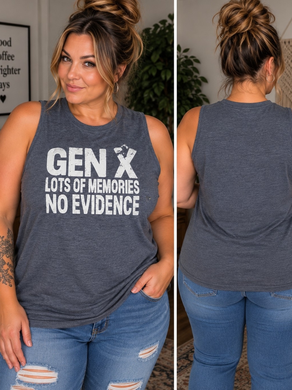 Gen X “Lots of Memories, No Evidence” Tank Top 14/16 New Blue